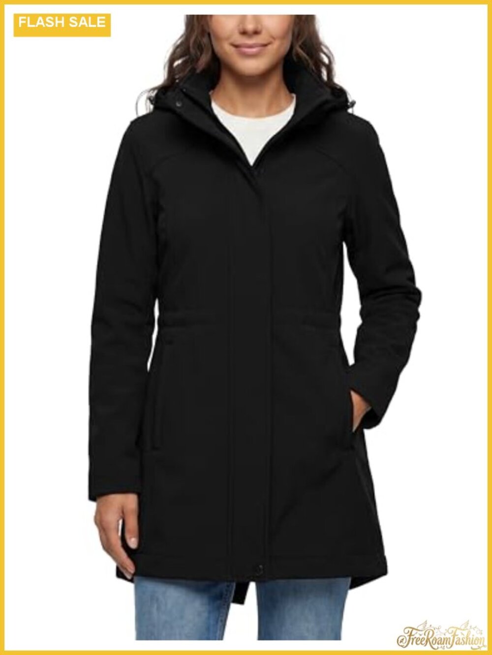Women's Softshell Jacket Waterproof Fleece Lined Winter Coat Hood